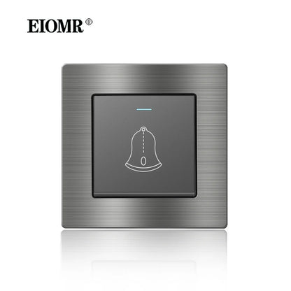 EIOMR Frankreich Standard-Steckdose, graue Aluminiumlegierung, Lichtschalter, RJ45, Fernseher, 220 V, 16 A, Wandsteckdosen für Haushaltsgeräte