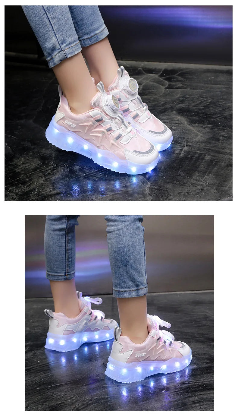 Children Fashion Kids Led Shoes for Girls Usb Charging Sneakers Outdoor Sport Footwear Boys Luminous Shoes 2023 Glowing Sneakers