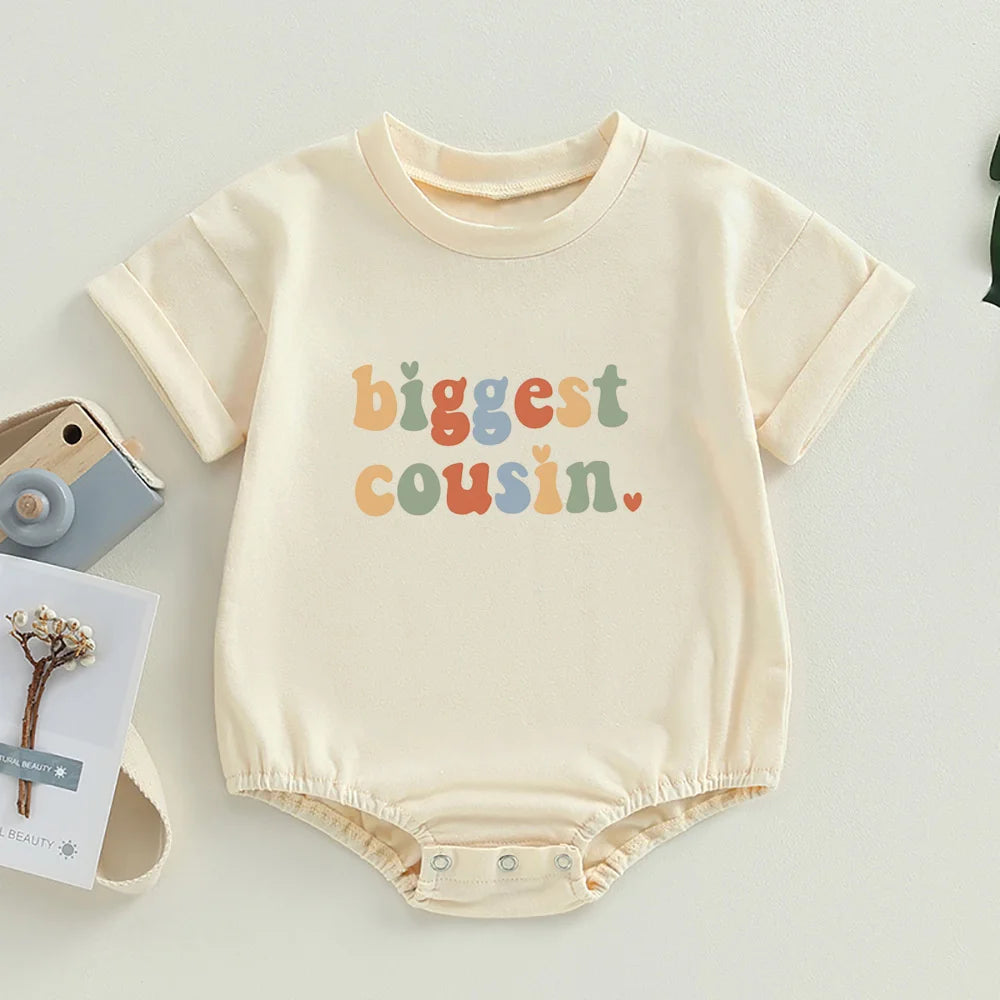 Retro Cousin Crew Kleinkind übergroße T-Shirt Stram pler große kleine Cousine Baby Bubble Stram pler Bodysuit süße Baby Outfits.