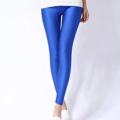 New Spring Solid Candy Neon Leggings for Women High Stretched Female Legging Pants Girl Clothing Leggins Plug Size.