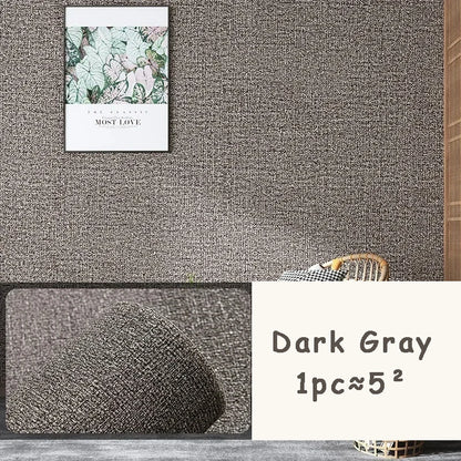 10 m 3D verdickte selbstklebende Tapete Leinen schlicht Kieselalgen Schlamm Wandaufkleber Farbe Dekor Renovierung Antikollision Home Decor