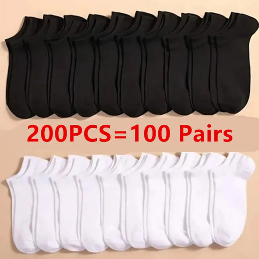 50/100 Pairs Solid Color Breathable ﻿Sock Women Men Boat Socks Invisible Low Cut Non-slip Summer No-show Ankle Socks Wholesale.