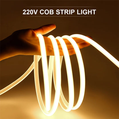 1m-35m Surper Brightness COB LED Strip Light 288LEDs/M RA90 220V Outdoor Waterproof Silicone Tube for Yard Swimming Pool Pathway.
