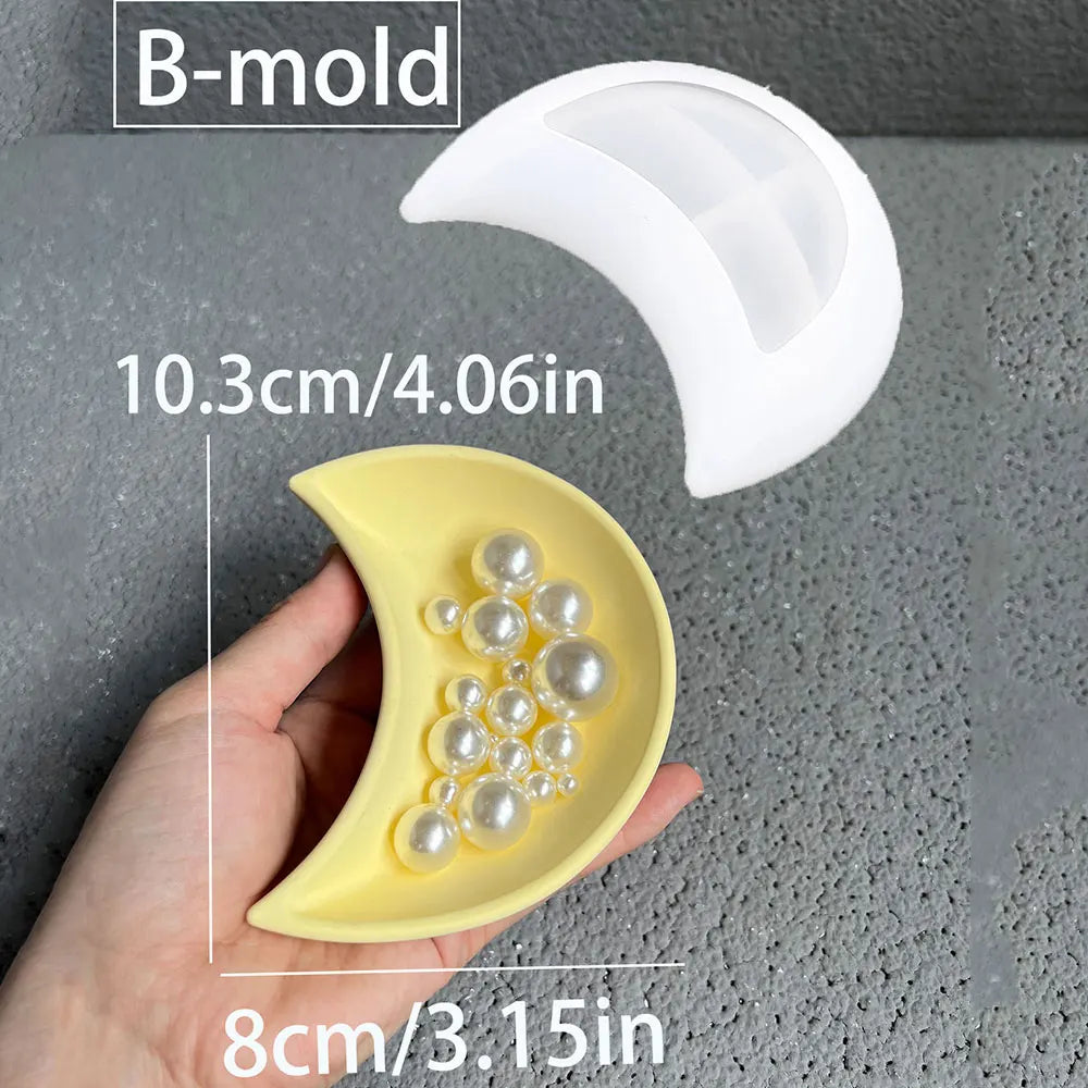 Large Cloud Tray Cement Mold Resin Butterfly Moon Pea Shaped Jewelry Display Tray Gypsum Concrete Mold for Terrazzo Creation.