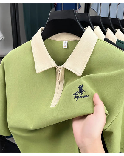 Designer brand fashion short sleeve polo shirt men luxury pony embroidery breathable summer color blocked high-end Paul T-shirt.