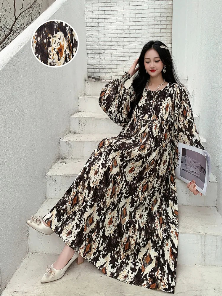 Kleid Frauen Kleidung plus Größe Frühling Sommer böhmischen Strand koreanischen Stil Blumen Vintage Vestidos Robe lose Kleider übergroß.