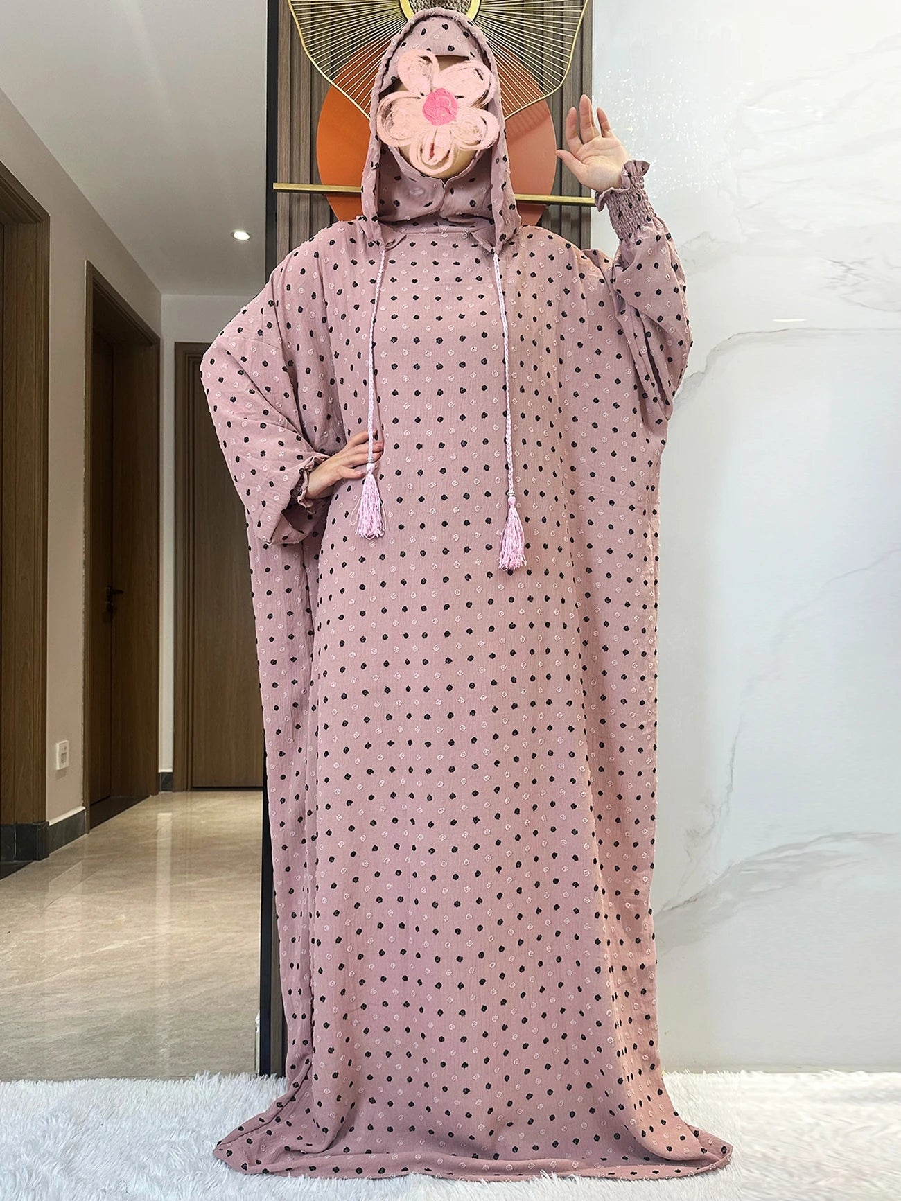 Latest Ramadan Soft Cotton Prayer Abaya Double Hats Dubai Turkey Islam Prayer Clothes Fabric Dresses Islam Women Dress Kaftan.