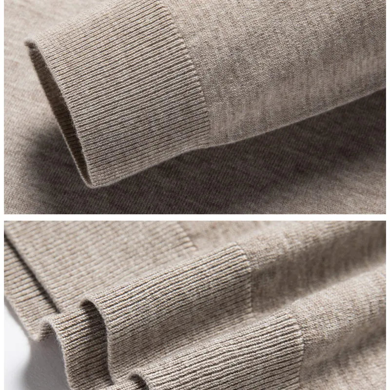 Men's Fashion Cashmere Sweater 100% Merino Wool Pullover Casual Loose POLO Knitted Bottom Shirt Jacket for Autumn Winter.