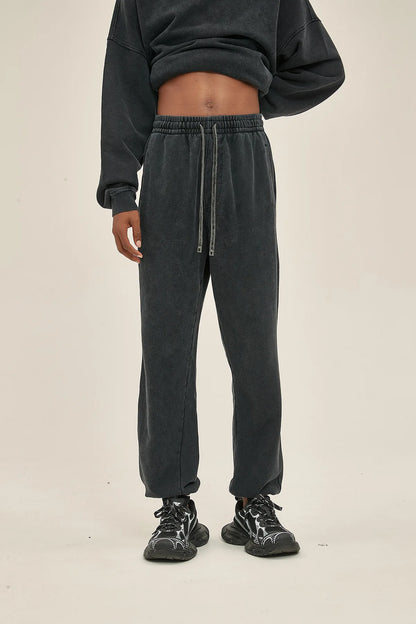 Vier Jahreszeiten Neue Mode Für Männer Casual Trendy Amerikanischen Gewaschen Gewachst Lose Einfarbig Hosen Gerade Jogger Hosen Männliche Hosen.