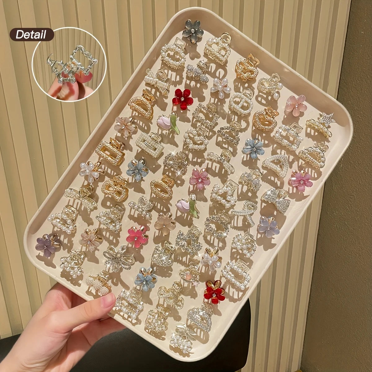 20Pcs Women's Model, Shiny, Exquisite and Gorgeous, Rhinestones and Imitation Pearl Inlay, Multi-Style Small Hair Clip Combinati.