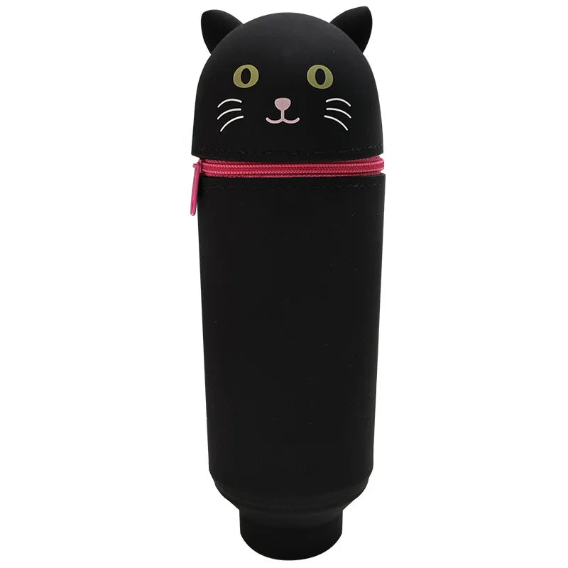 Niedliches Tier-Federmäppchen, 2-in-1-Federmäppchen mit Reißverschluss-Stifthalter, weiches Silikon-Federmäppchen, geeignet für das Schulbüro.