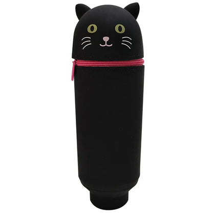 Niedliches Tier-Federmäppchen, 2-in-1-Federmäppchen mit Reißverschluss-Stifthalter, weiches Silikon-Federmäppchen, geeignet für das Schulbüro.