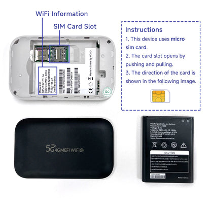 WiFi6 Lte Router 4G SIM Wifi Portable Mifi Pocket Hotspot WiFi Extender Compatible with 5G SIM Cards Type-C Port 3000mAh Battery.