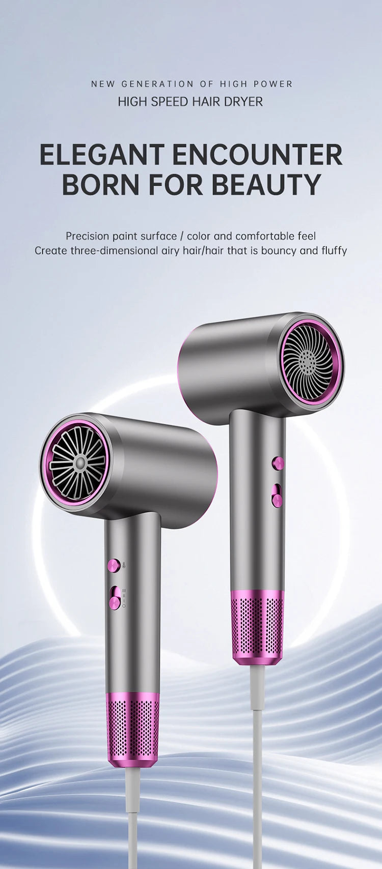 The Latest High-Speed Hair Dryer, High-Power Blue Light Ion Home Hair Salon Hair Dryer, Household Appliance US UK.EU.AU Plug-In