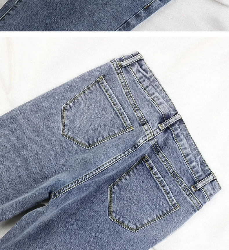 Black Grey Jeans Women's Spring Autumn Winter High-Waisted Petite Stretchy Tight Small Footed Pants Slimming Pencil Leggings