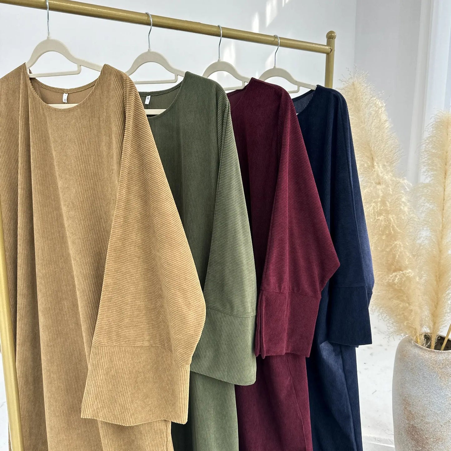 Muslim Abaya 2024 Arabic Women Corduroy Dress Ramadan Modest Cardigan