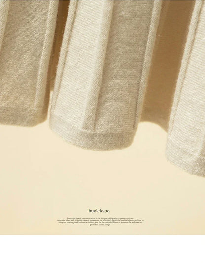 2025 Brand Designer Women Autumn Winter Thick Elegant Chic Solid Pleated Skirt High Waist Luxury Fashion With Elastic Female.