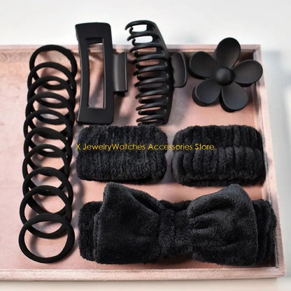 31KD Bowknot Dye Headband Set with Wristbands Hair Clip and Hair Rings Accessory.