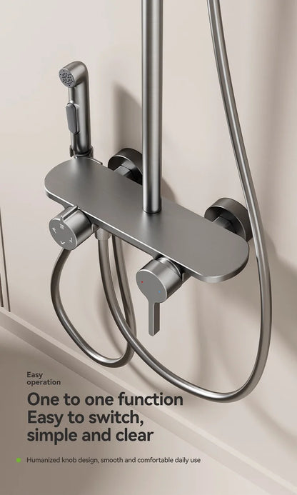 Four Ways Water Outlet Shower System Rainlfall Pressurized Sunflower Shower Set Wall Mounted Hot Cold Bathroom Shower Faucet Set