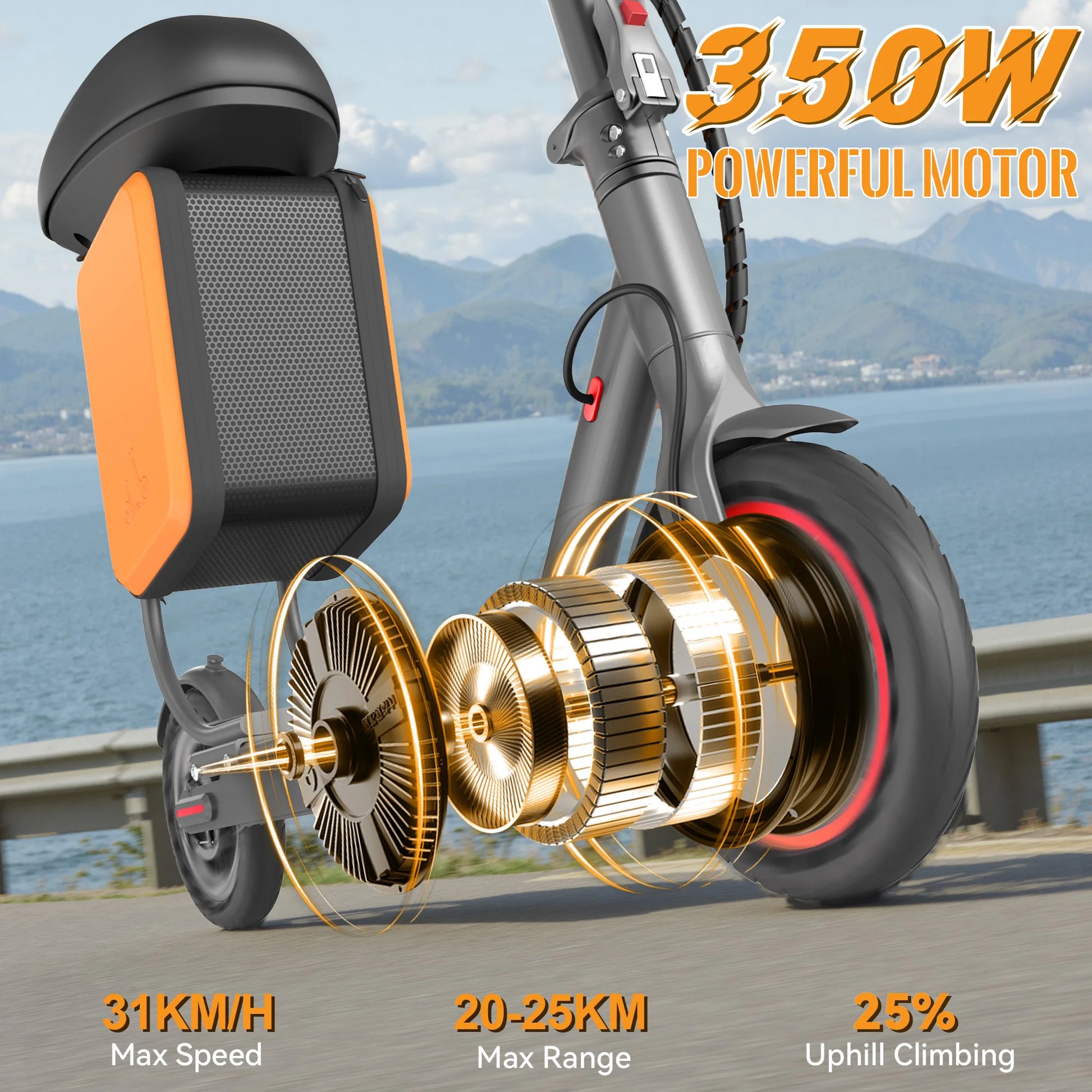 ATSANT Adult Electric Scooter 350W Powerful Motor 36V 25KM Long Range 8.5Inch with Storage Box Smart App Foldable Escooter.