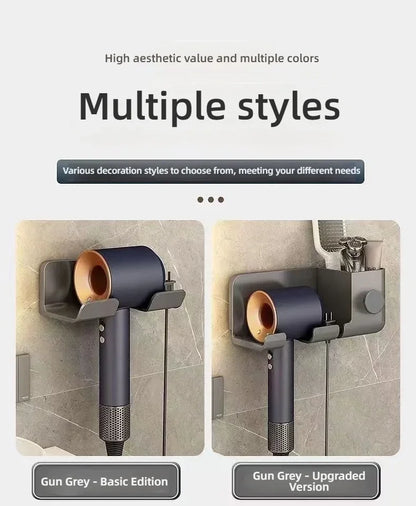 An der Wand montierte stanzfreie Toilette Haartrockner Rack Badezimmer Haartrockner Lagerregal Haartrockner Halterung Badezimmerzubehör ﻿