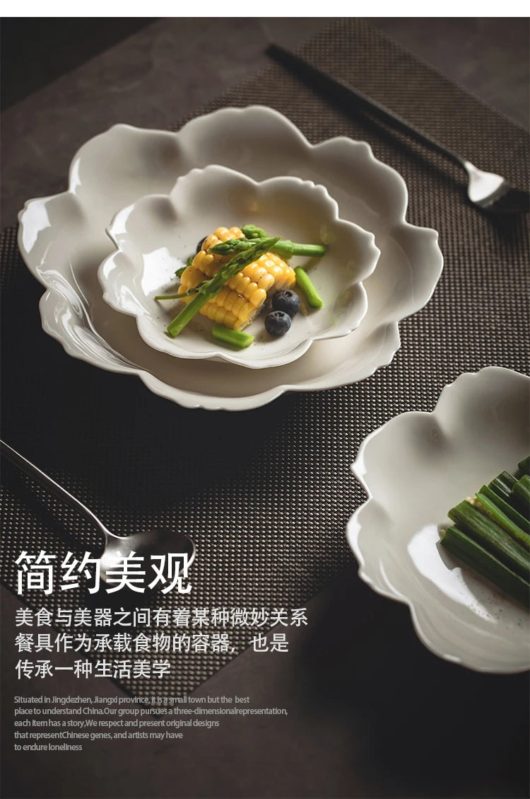 color petal household ceramic dish hotel restaurant tableware.