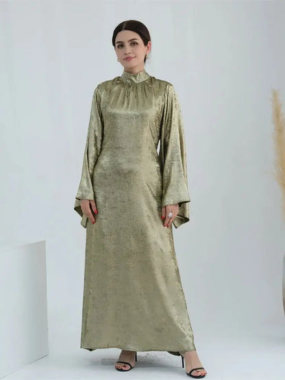 Ramadan Satin Shimmer Abaya Damen Dubai Luxury Islam Muslim Kaftan Dresses Kebaya Abayas For Women Robe Musulmane Femme Vestidos