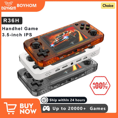 BOYHOM New R36H Retro Handheld Console Open-Source Linux System Classic Game Consoles 3.5 inch IPS Screen Portable Video Player.