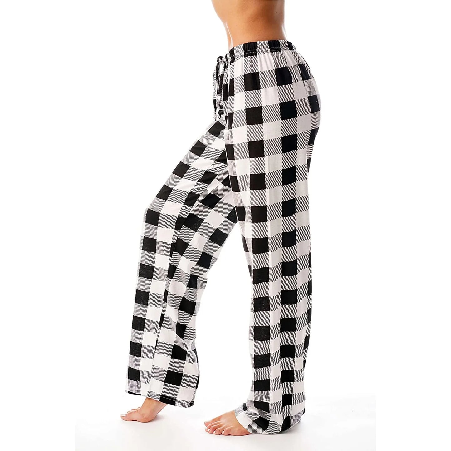 Frauen Weihnachten Pyjama Hosen Herbst Winter Plaid Gedruckt Hosen Mode Lässig Breite Bein Hosen Kleidung Streetwear.