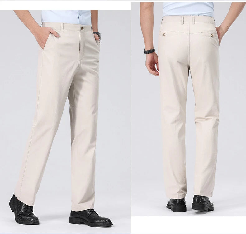 Chino-Hose für Herren, Business-Casual-Kleiderhose, Frühling, Sommer, Herbst, leichte, bequeme Hose mit Taschen.
