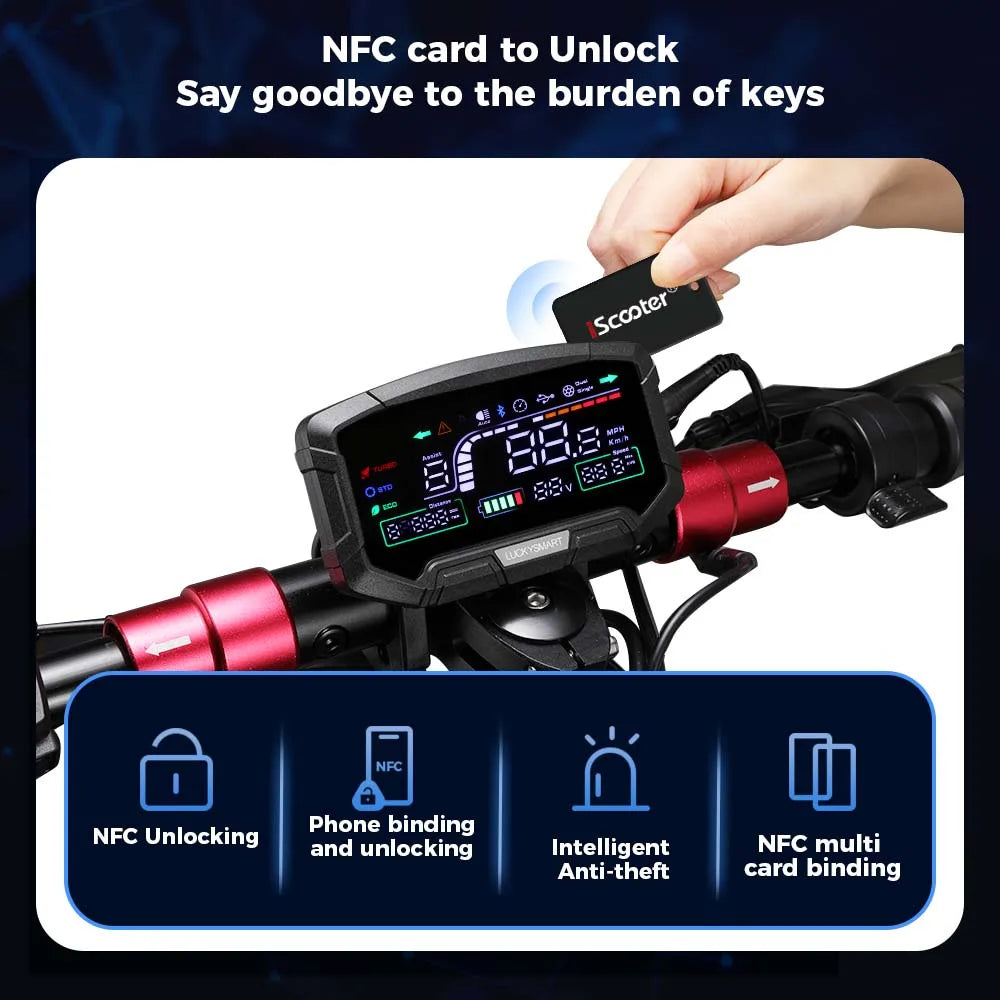 iScooter iX5Plus Foldable Adult Electric Scooter E-Scooter 45 KM/H Electric Kick Scooter 1000W Skateboards 48V 17.5Ah Kickboard.