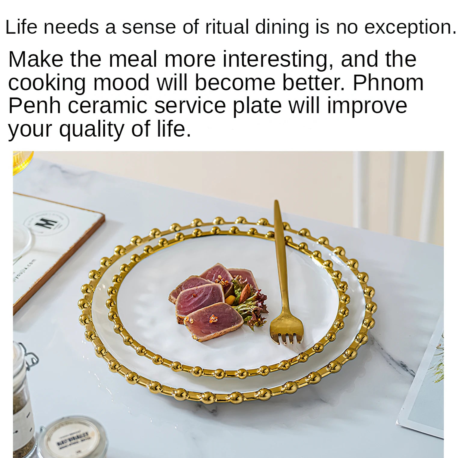 Ceramic Western Dinner Plate Phnom Penh Creative Green Relief Sculpture Steak Dessert Dish Meal Snack Fruit Salad Flat Plate.