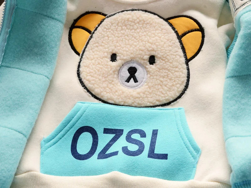 Baby Warm Clothes Sets Autumn Winter Boys Girl Thick Velvet Sport Suits Kids Clothes Outfits Infant Tops+Vest+Pants 3Pcs 0-4Y.