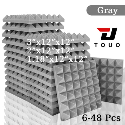 TOUO Acoustic Foam 6-48 Pcs Sound Proof Wall Panels High Density Studio Sound Absorbing Material Acoustic Foam Home Decoration