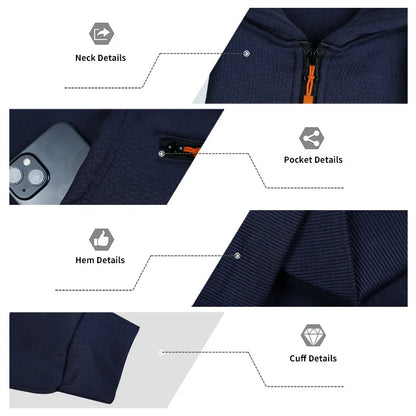 Men's Loose Fit Heavyweight American-Style Casual Sportswear Jacket fleece Lined Hooded Sweatshirt for Winter.