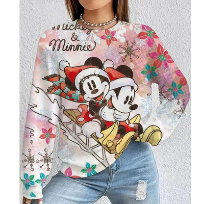 Christmas Disney Mickey Mouse Women's Hoodie American Casual Hoodie Autumn Hip Hop Women's Hoodie Casual Clothing.