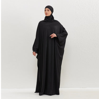 Muslim Abayas Hijab Hooded Smocking Sleeve One-piece Prayer Dress Women Jilbabs Kaftans Islamic Dubai Saudi Robe Turkish Modesty.