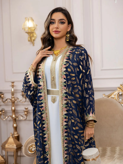 Eid Kimono Jalabiya Muslim Set Women Abaya Dubai Kaftan Morocco Caftan Kebaya Ramadan Dress Djellaba Islam Clothing Ramadan Robe.