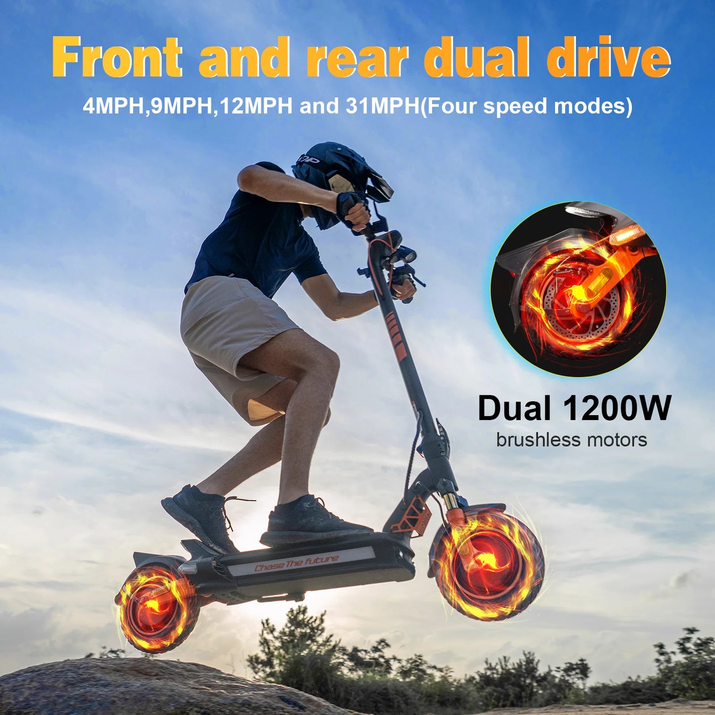 CUNFON RZ1000 Adult Electric Scooter 1200W*2 Motor 48V24AH Battery City EScooter 10.5 Inch Tire E-Scooter.