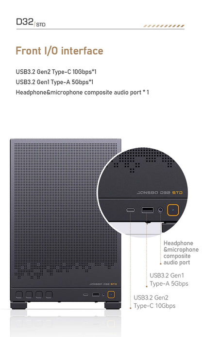 Jonsbo D32 STD/PRO MINI Desktop Case MINI-ITX MATX PC Case Support ATX/SFX Power Supply 240Water Cooling Computer Office Chassis.