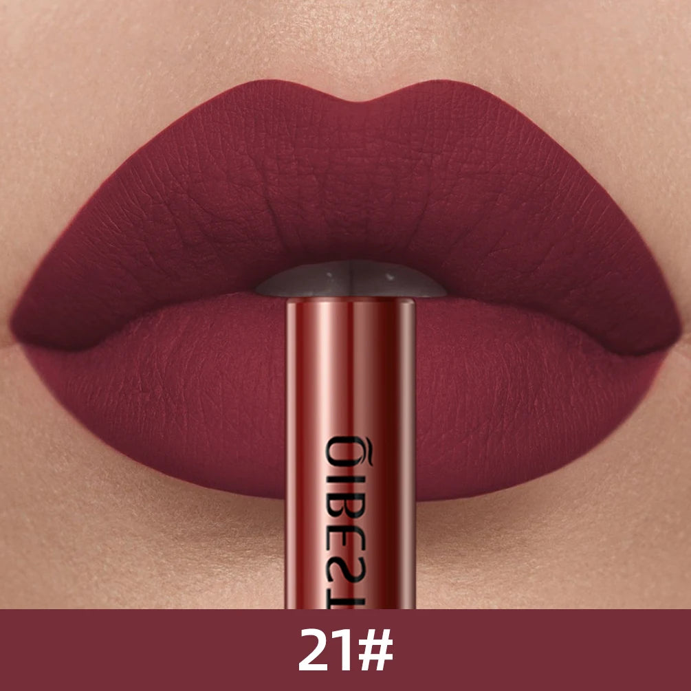 QIBEST Matte Liquid Lipstick Waterproof Long Lasting Lip Gloss Velvet Mate Nude Red Tint Tube Lipsticks Lipgloss Makeup Cosmetic