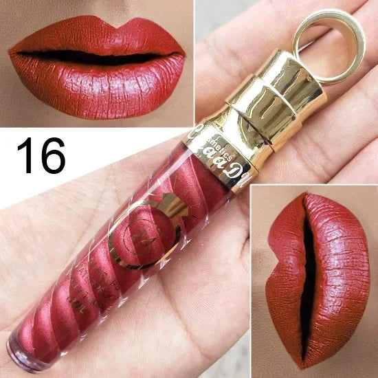 20 Colors Lipstick Waterproof Long Lasting Matte+Shimmer Mental Beauty Lip Gloss Nude Glitter Lip Gloss Beauty Sexy Lip Tint