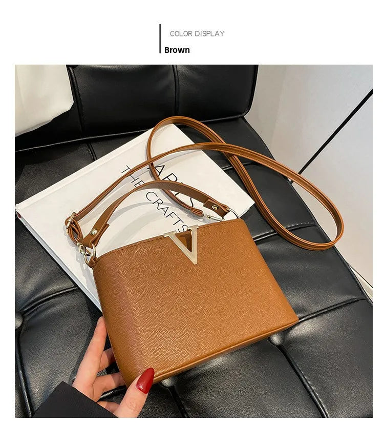 Luxury Women's Tote Bag, Chic V Shaped Stylish Pu Leather Bucket Bag, Top Cover Handbag Women Shoulder Crossbody Bag for Woman.
