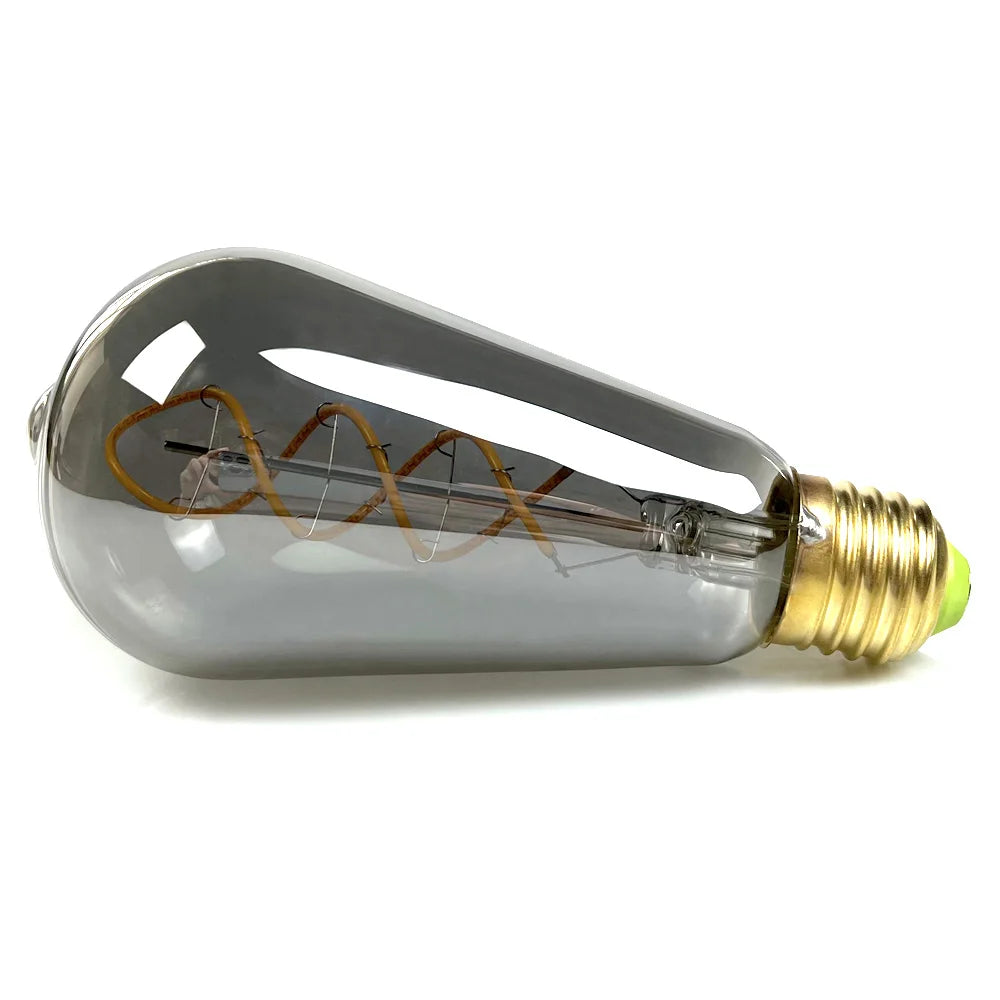 TIANFAN Led Bulbs Vintage Light Bulb ST64 G80 G95 Long Tube Edison Bulb 4W Dimmable 220/240V E27 Smoke Glass 2700K Warm White