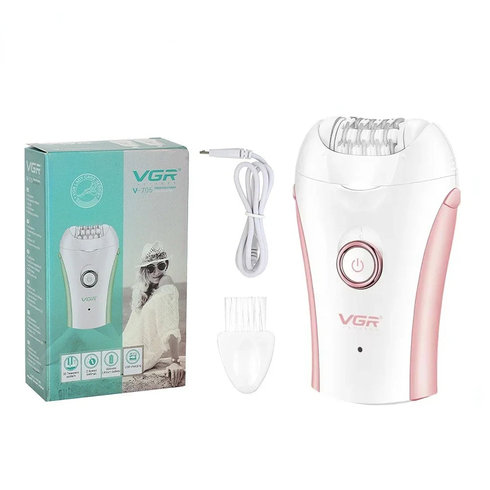 VGR Hair Remover Professional Epilator Electric Leg Body Rechargeable Underarms Portable Two Speeds Epilator for Women V-705.