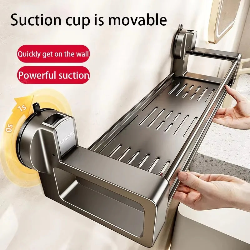 Haushalt Saugnapf Schnalle Badezimmer Dusche Gel Lagerung Korb Wc Ohne Stanzen Waschraum Wand-montiert Lagerung Rack