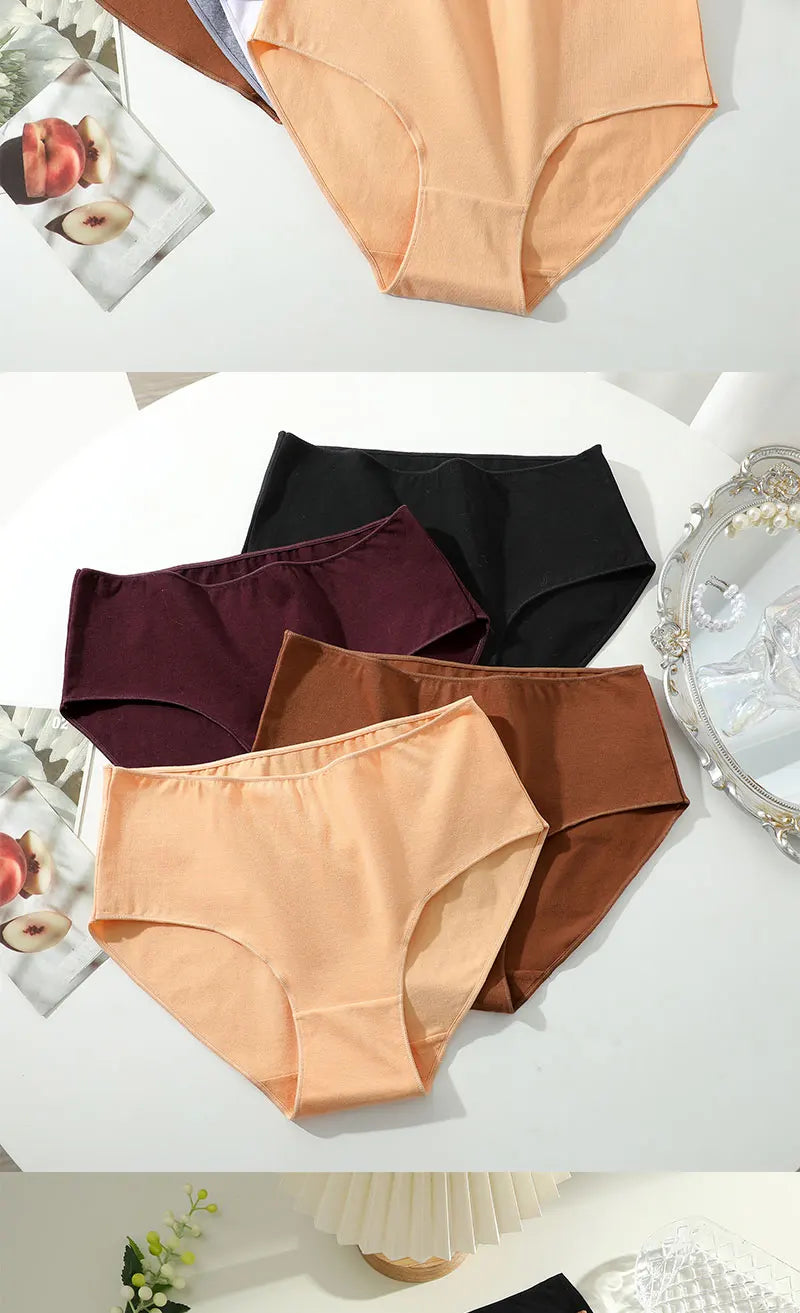 4Pcs/Set Comfort Cotton Panties Women High Waist Briefs Seamless Underwear Breathable Underpants Plus Size Panty S-2XL Intimates.