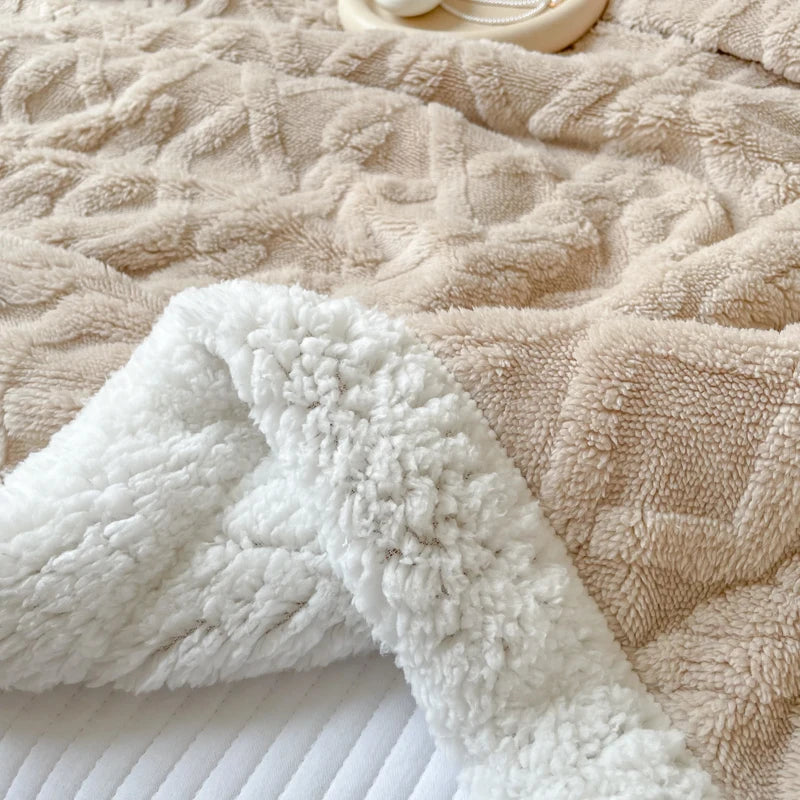 Double Layer Fleece Blanket Autumn Winter Thick Warm Office Nap Throw Blankets for Sofa Bed Single Double Soft Plush Comforter.