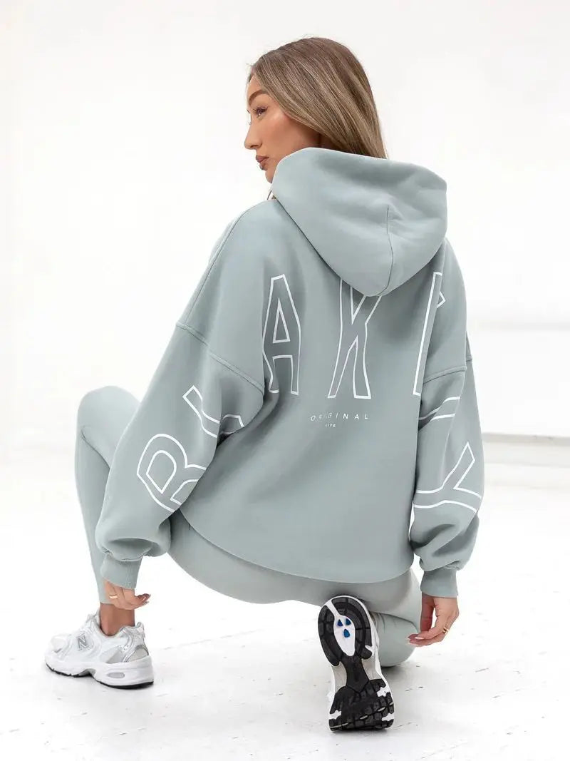 European American Fashion Printed Hooded Hip Hop Sweatshirt 2025 New Cross Border Thickened Versatile Long-sleeved Loose Clothes.