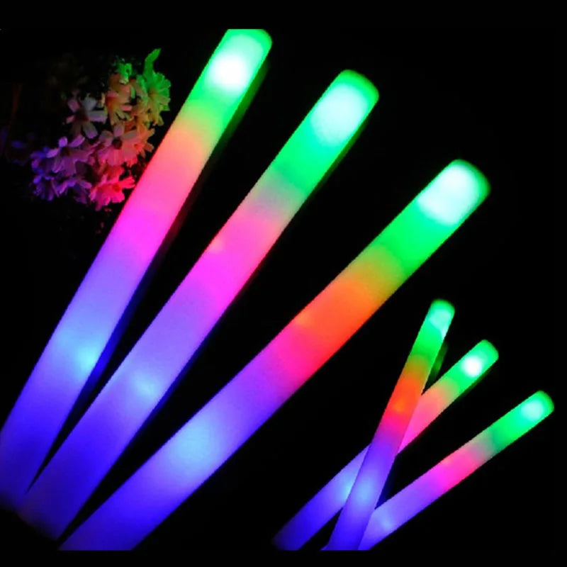 15/30/60Pcs Glow Foam Stick Groß Bunte RGB LED Cheer Tube Dunkles Licht Glow Sticks Weihnachten geburtstag Hochzeit Party Liefert.